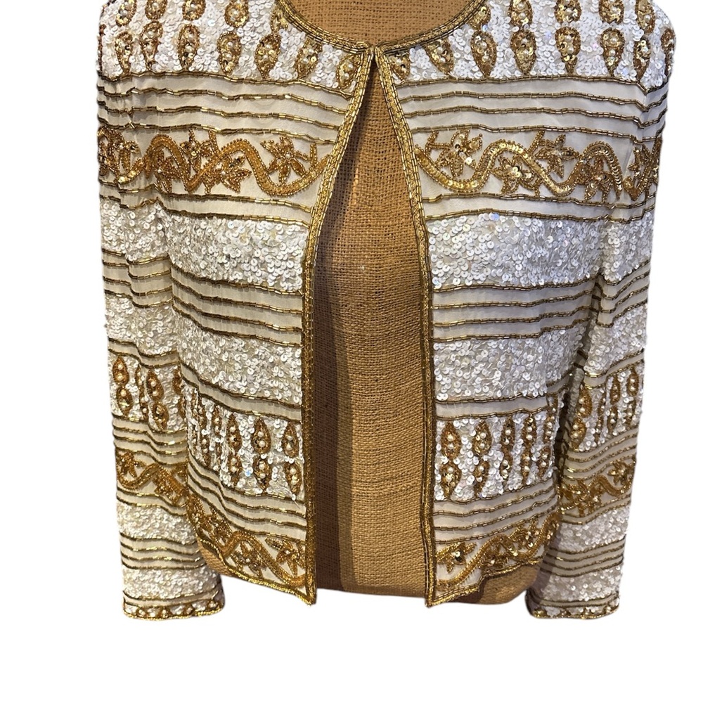 Niteline Gold and Cream Blazer with Intricate Embroidery